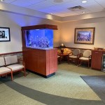 Inside lobby area with fish tank